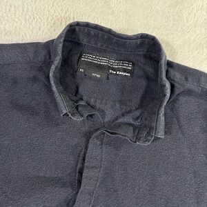 The Kooples Mens XS Long Sleeve Shirt Navy Fitted Western Adult Casual Flex EUC